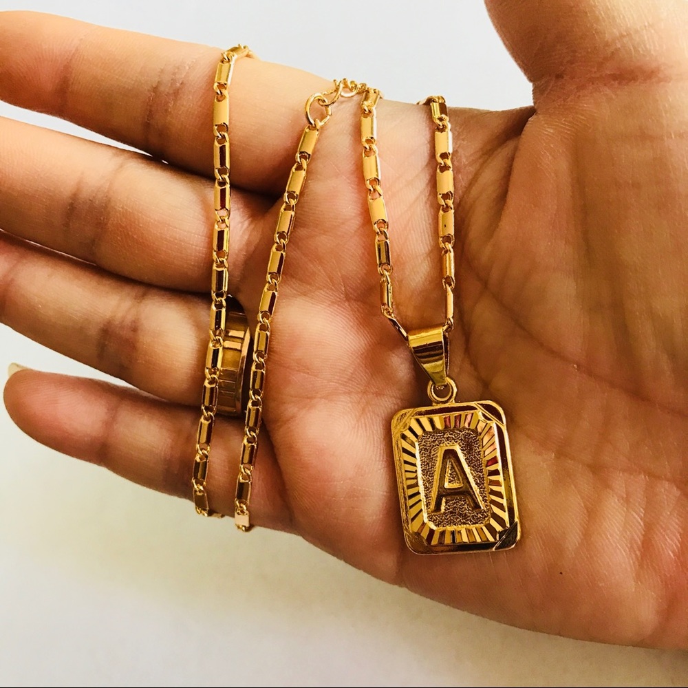 18k Yellow Gold Plated Letters Necklaces